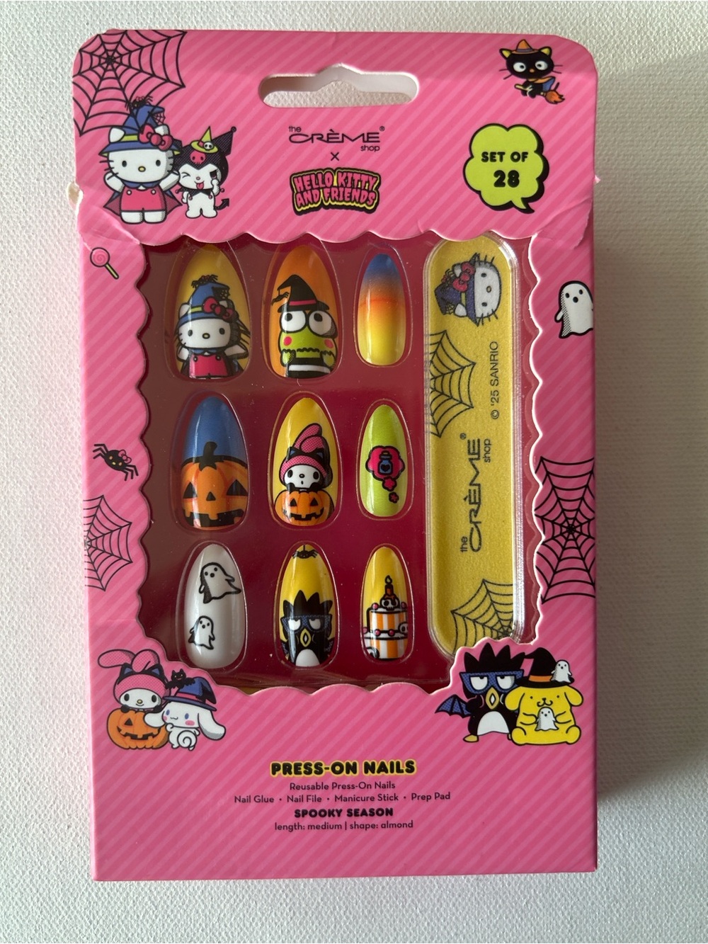 Hello Kitty Halloween Press-On Nails - Pink, Yellow, Orange, Blue, White